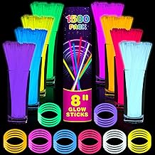 Glow Sticks for Bulk Party Pack, 8 Inch 1500 Pack Long-Lasting Glow Party Favors, Perfect for Halloween, Minecraft, Unicorn Birthday Decorations with 1500 Connectors