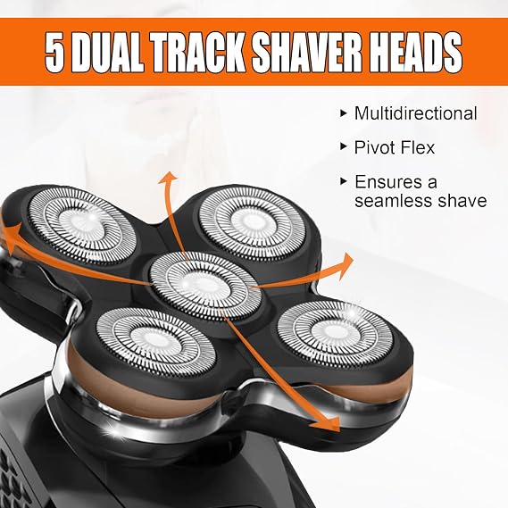 2PCS Shaver Replacment Heads Compatible with Reming-ton Balder RX5/XR7000/XR1500, 5 Dual Track Heads for Remington Shaver Replacement Heads, Wet & Dry Head Shaver for Bald Men