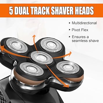 2PCS Shaver Replacment Heads Compatible with Reming-ton Balder RX5/XR7000/XR1500, 5 Dual Track Heads for Remington Shaver Replacement Heads, Wet & Dry Head Shaver for Bald Men