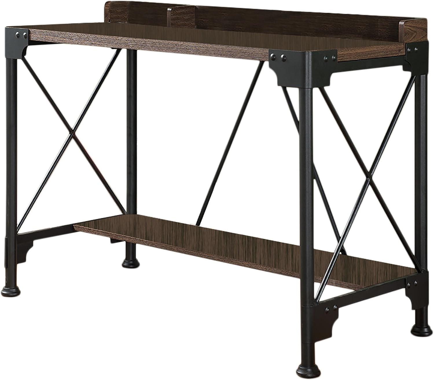 Kings Brand Antique Finish Home & Office Desk, Black/Walnut