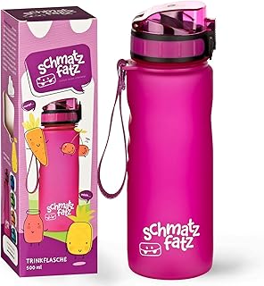 schmatzfatz Klarstein Kinder-Trinkflasche, 500 ml, auslaufsicher, BPA-frei, für Sport, Wandern, Schule & Fitness, mit Fruchteinsatz, transparentes Design