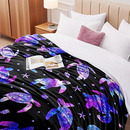 Miniatura 6 de Manta de tortuga marina, regalos para los amantes de las tortugas, manta de franela suave con diseño de tortuga, regalos de cumpleaños, decoración