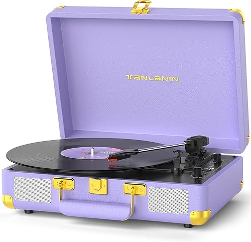 Tocadiscos de vinilo Bluetooth con altavoces integrados, transmisión por correa de 3 velocidades, reproducción y grabación USB, regalo retro para