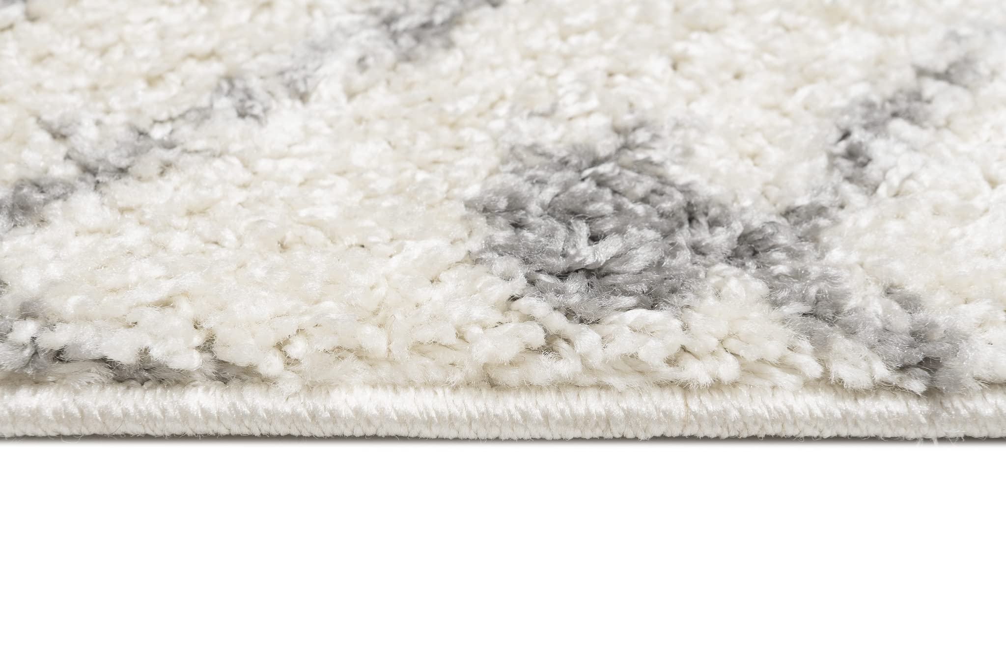 TAPISO Delhi Tapis Shaggy Poil Long Moderne Crème Gris Ethnique Tapis Salon Chambre Adulte Enfant Descente de Lit Moelleux Super Soft Epais Oeko-TEX 200 x 290 cm