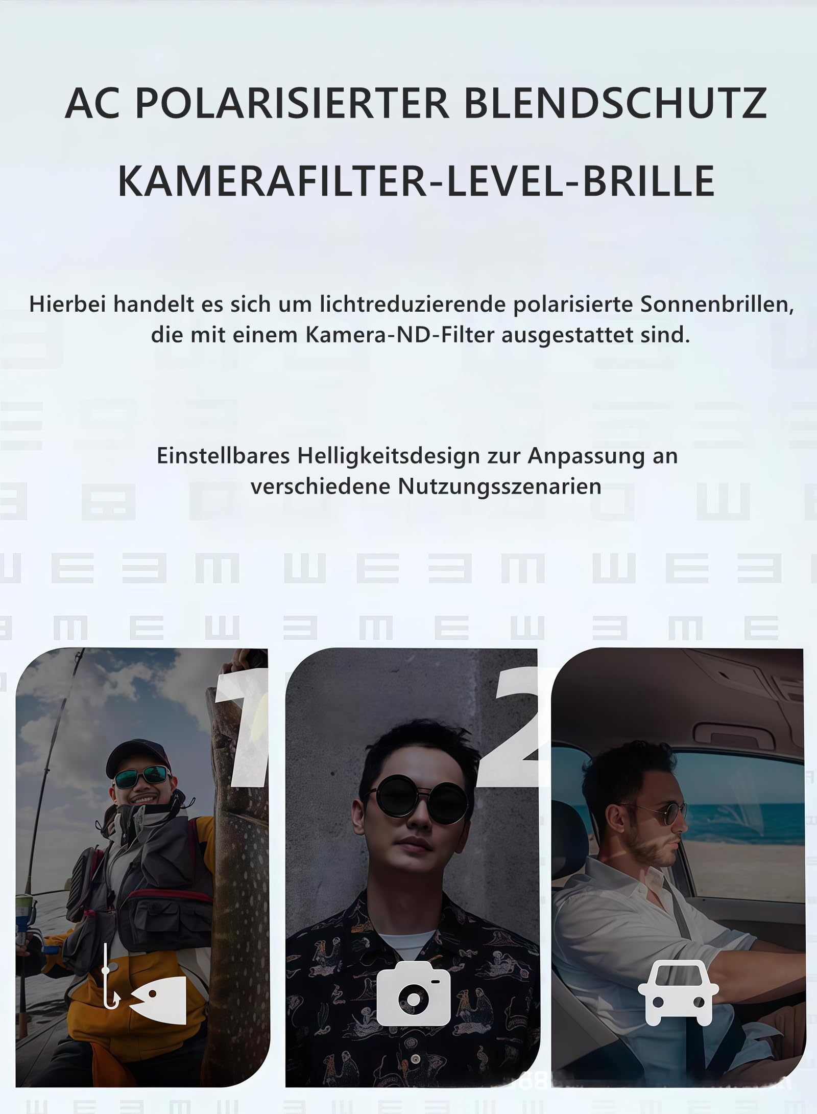 9-stufig verstellbare runde polarisierte Sonnenbrille für Herren | Autofahren, Angeln, Reisen | ND-Linse mit UV400-Schutz,verstellbare Linsen