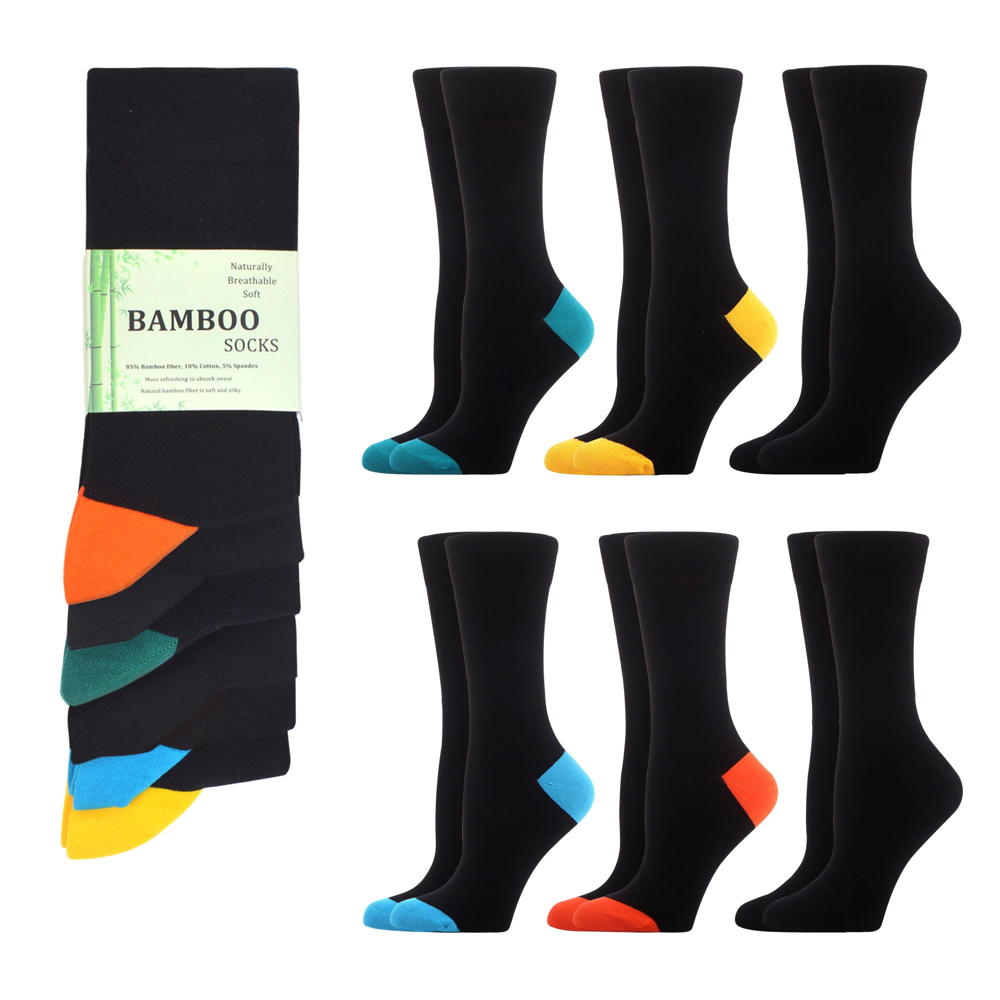 WeciBorWomen's Bamboo Breathable Soft Seamless Crew Socks 6 Pack