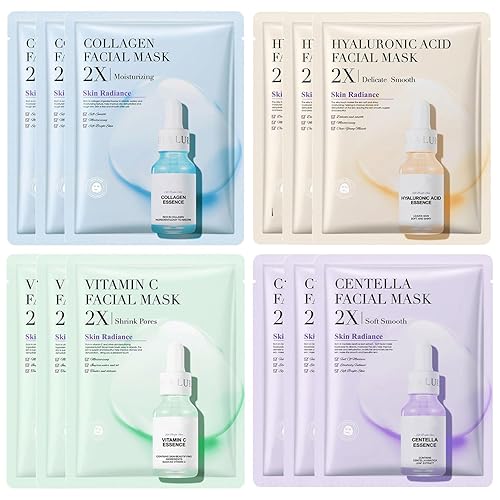 12 Pcs Hydrating Sheet Face Mask Set - Korean Sheet Masks