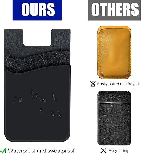 Miniatura 5 de Zemexy Paquete de 2 carteras para teléfono, tarjetero de silicona para tarjetas de crédito, doble bolsillo para la parte posterior de la funda del