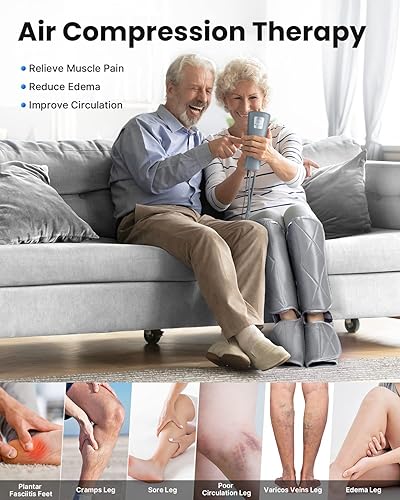 Miniatura 6 de RENPHO Masajeador de piernas con compresión para circulación y alivio del dolor masajeador de pantorrillas y pies con 5 modos 4 intensidades ayuda a