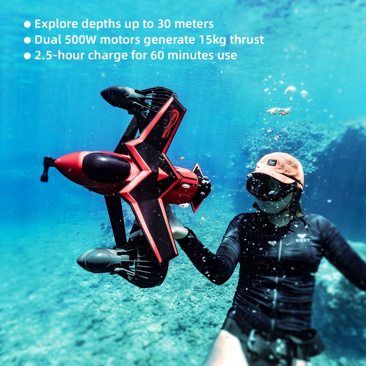 F2 Sottomarino Scooter, Dual Motors SCOOTER SEA with camera support and children's support for children/adults, waterproof water scooter waterproof for the adventures of Sea Snorkeling Snorkeling (green) 5 71OYGE71RRL. AC SL1500