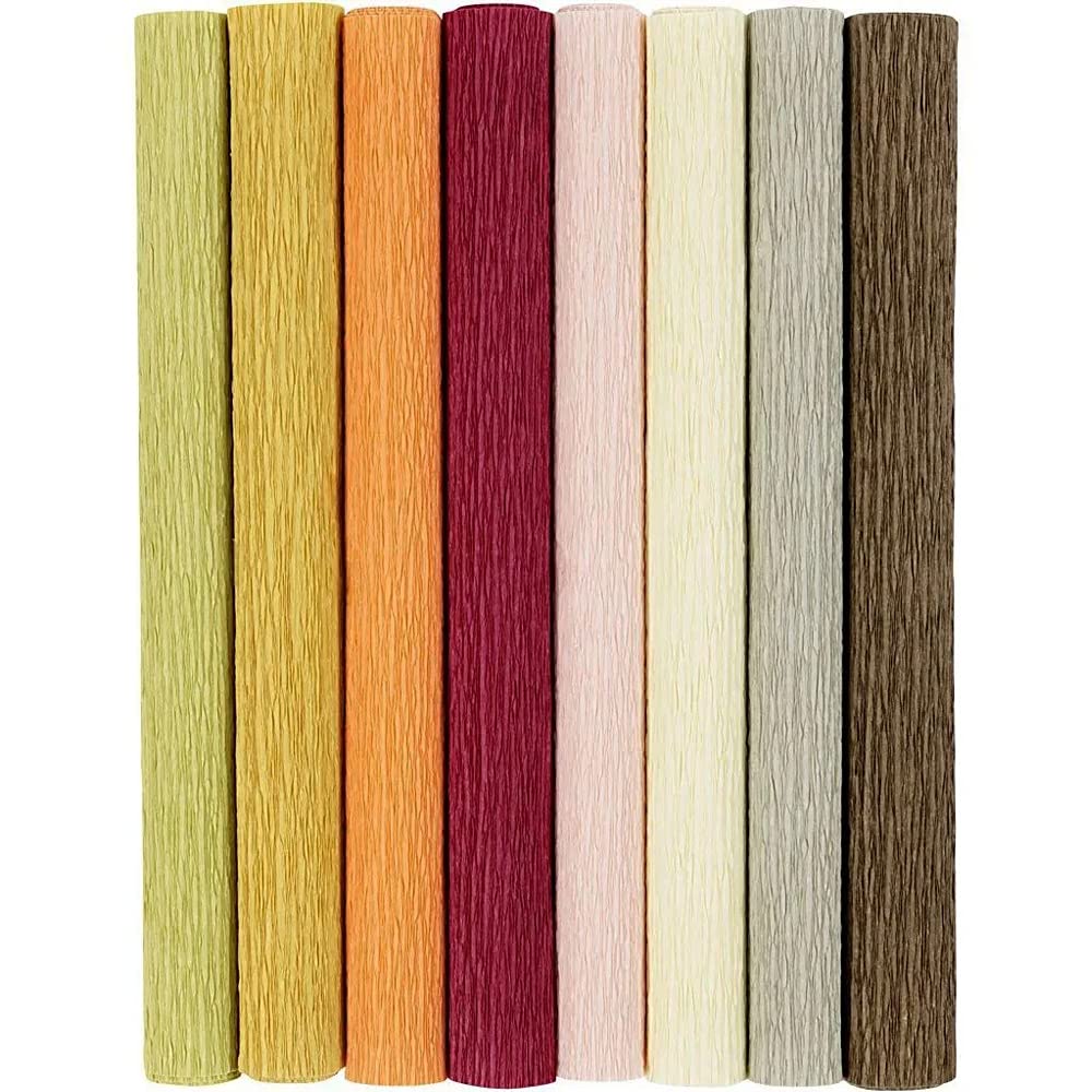 Crafty Capers 8 Rolls 25cm x 60cm Crepe | Paper Flower Making | Natural Colours