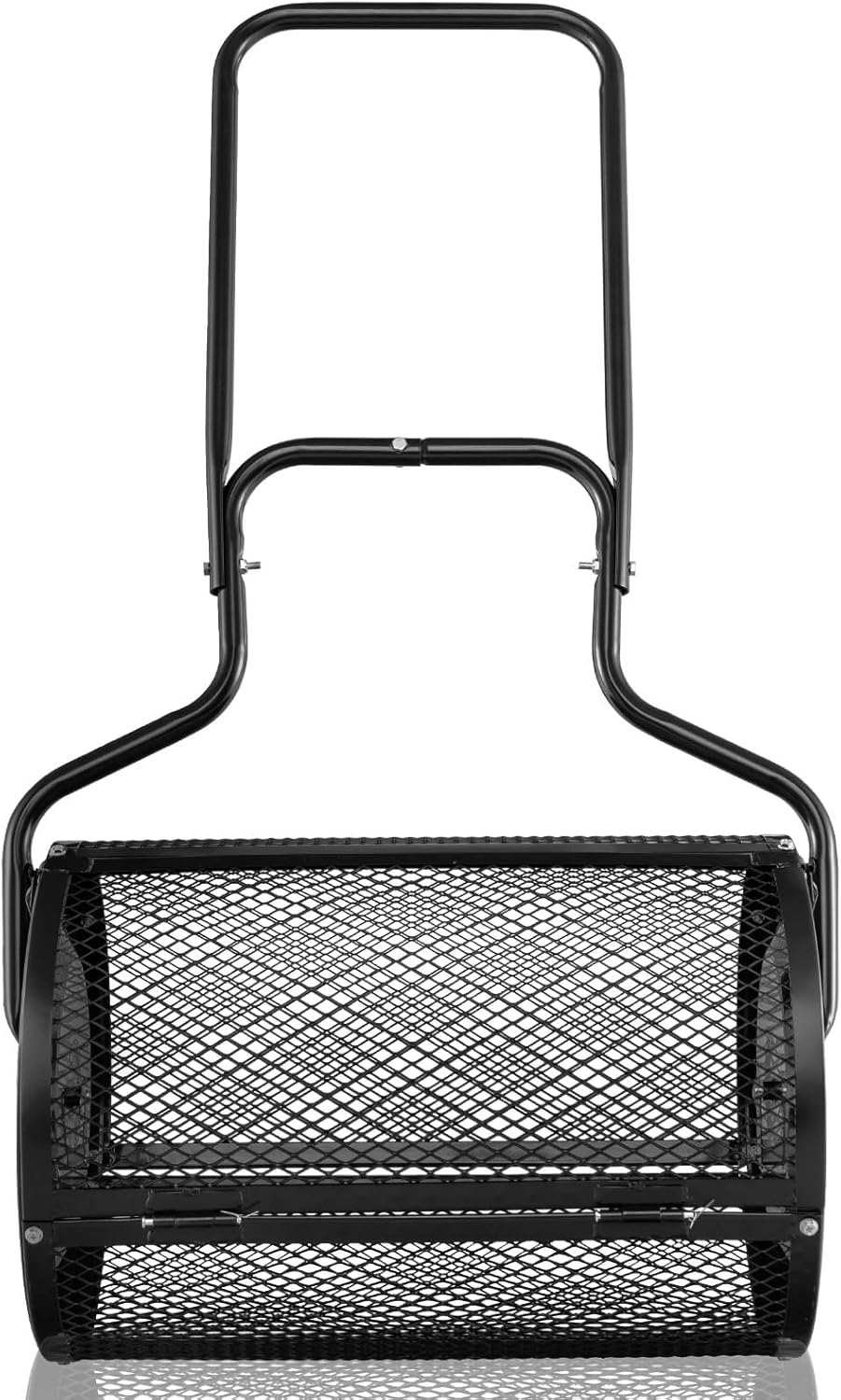 IRONMAX Peat Moss Spreader, 49’’ Height Handle & 24’’ Wide Steel Manure Top Soil Spreader with Upgrade Side Latches, Compost Spreader for Lawn, Garden, Backyard, Farm, Flowerbed (Black)