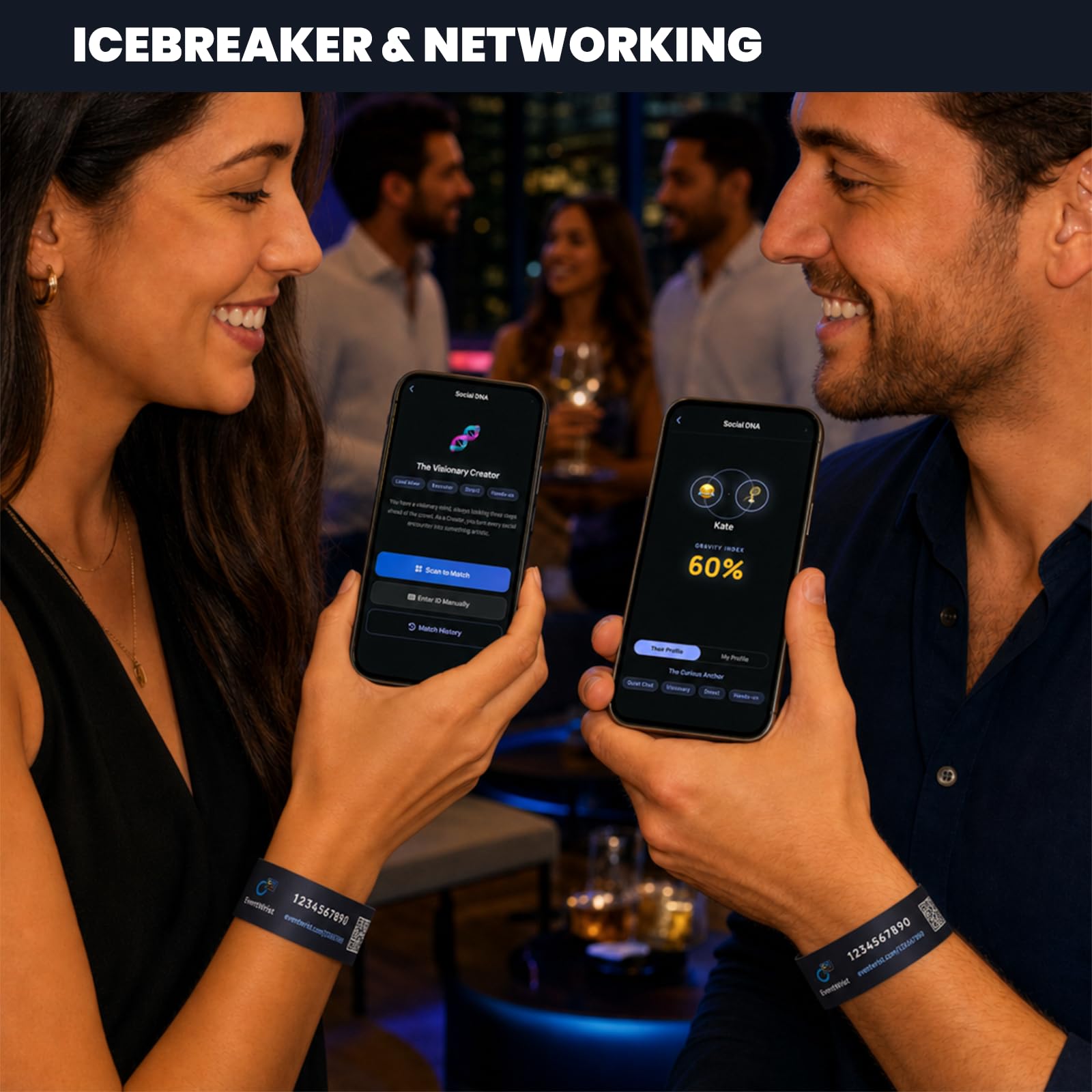 Braccialetti interattivi per eventi con coinvolgimento live screen | Braccialetti usa e getta per concerti, feste, festival ed eventi aziendali, sondaggi in tempo reale, chat wall e sistema di