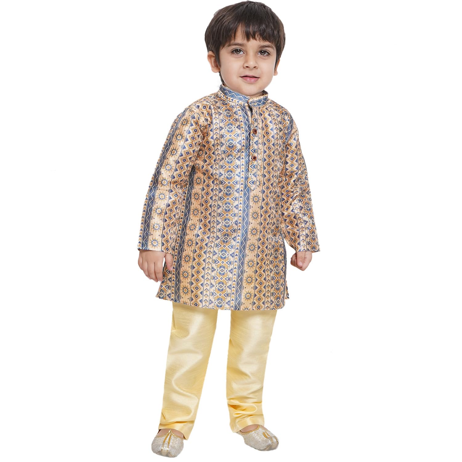 AJ DEZINES Kids Ethnic Wear Cotton Satin Printed Kurta Pajama Set For Boys