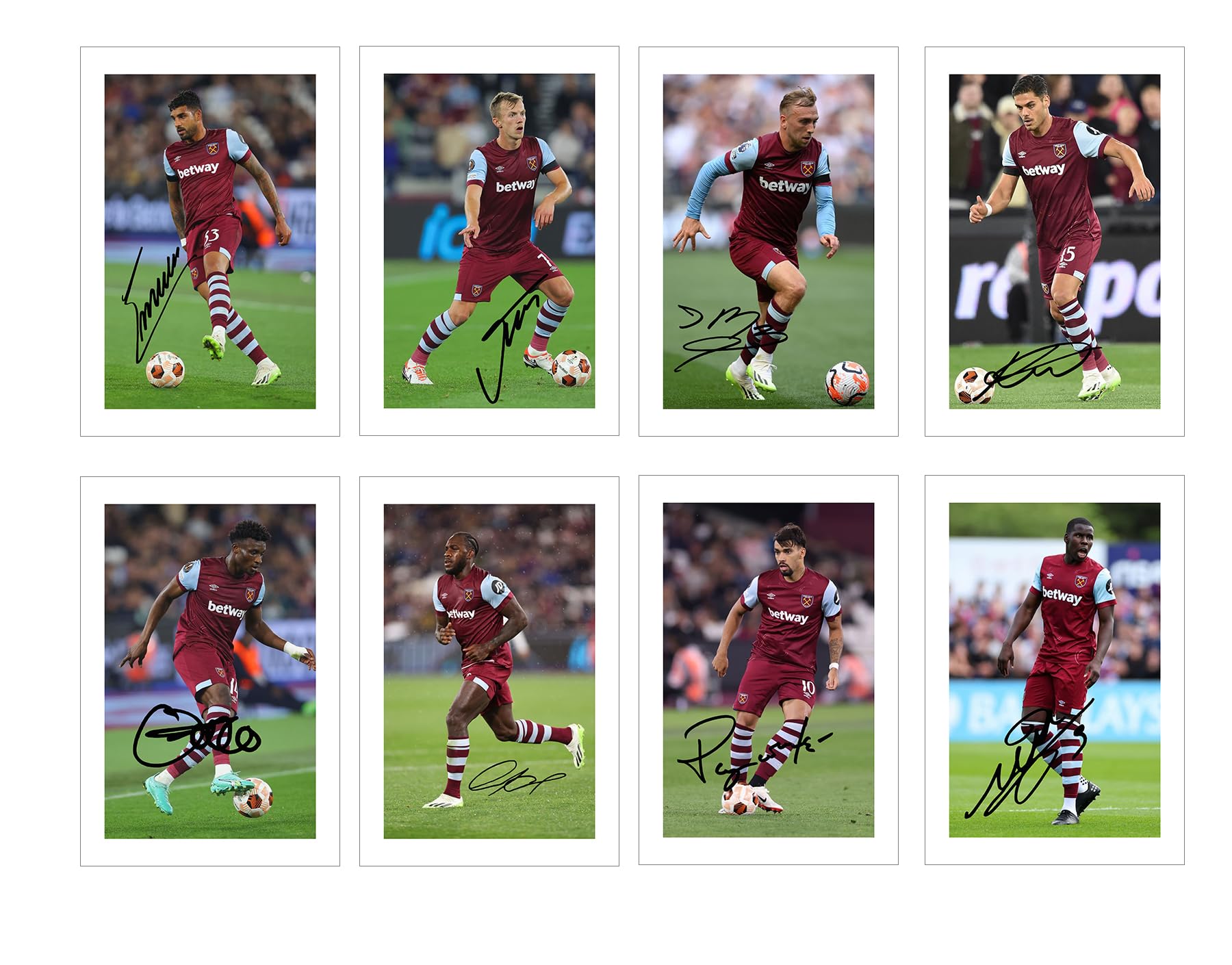 Set of 20 West Ham 2023/24 Players Signed 6X4 Inch Photo Prints With Pre Printed Signatures Autograph Kids/Men/Women Gift
