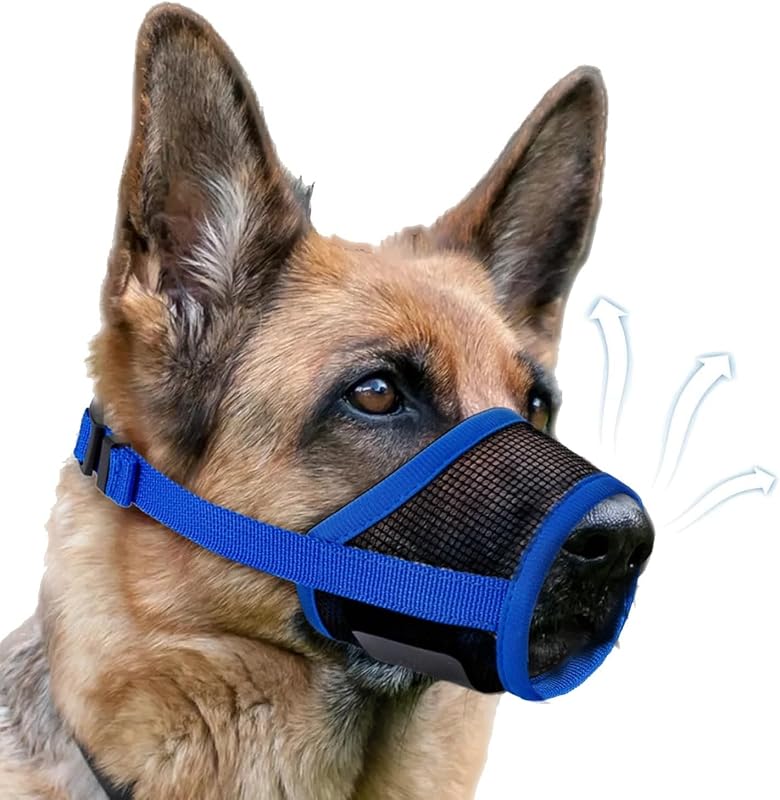Focinheira para Cães Extra Grandes em Malha de Ar 3D, Ajustável, Azul, XL – NOWAWEVE