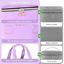 FCQQYWZ Nail polish Case, Nail Polish Organizer Bag and Nail Dryer Case Holds 30+ Bottles (15ml/0.5 fl.oz) and a Nail Lamp, Travel 2 Layer Nail Polish Storage with Sturdy Handles(Purple)