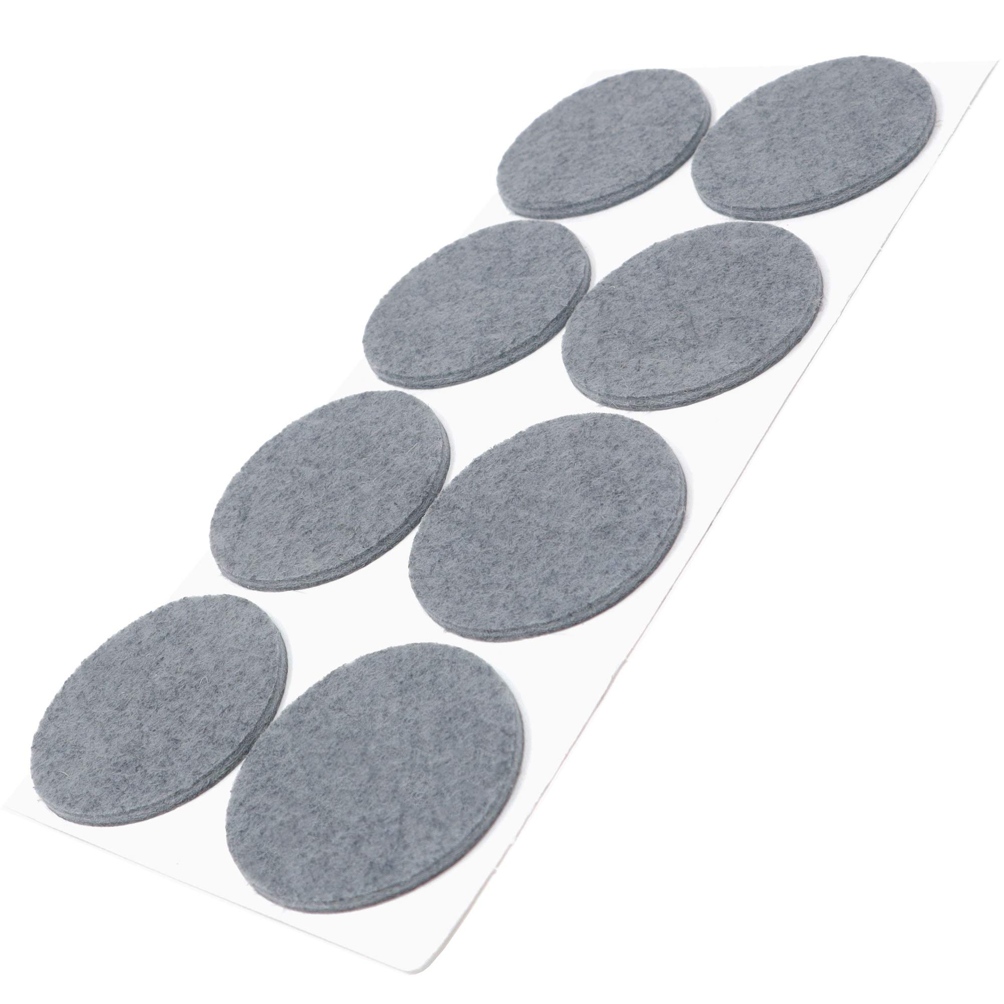 Adsamm® / 8 x self-stick felt pads/Ø 1.97'' (Ø 50 mm) / grey/round/felt thickness of 0.138''(3.5 mm) / self-adhesive furniture glides in