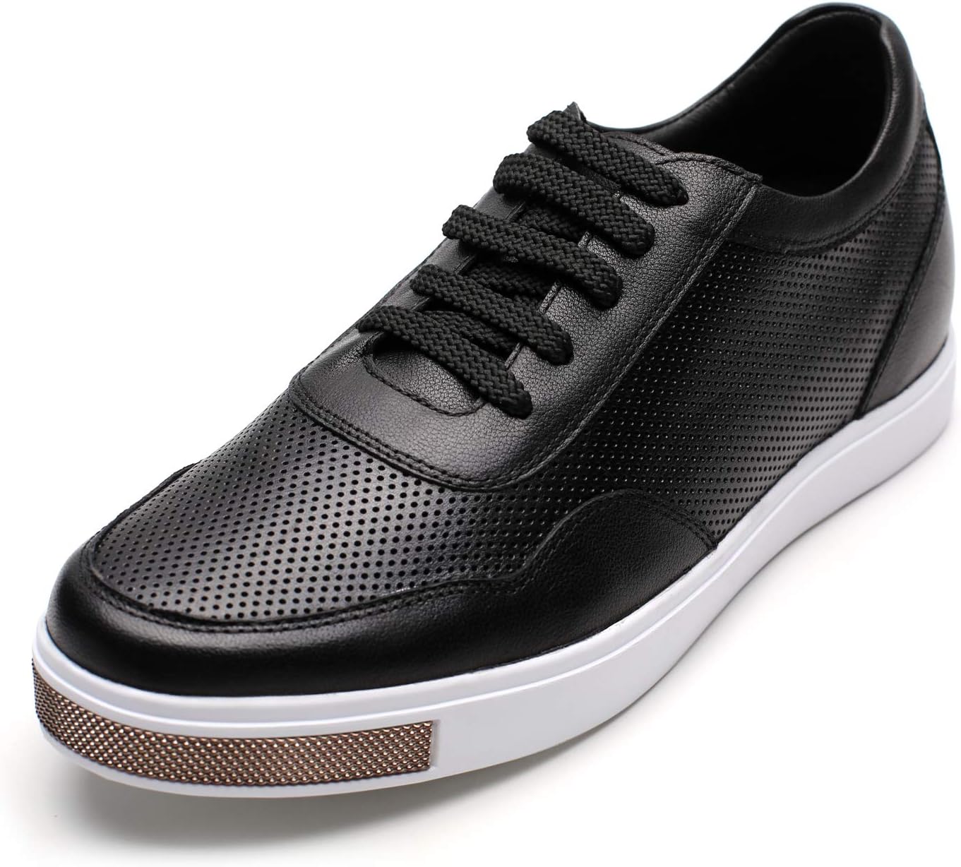 CHAMARIPA Men's Invisible Height Increasing Elevator Sneakers Shoes,Fashion Sneakers Shoes Make You Taller 2.36 Inches /6 CM,Cowhide Leather, Black, Size 7.5.