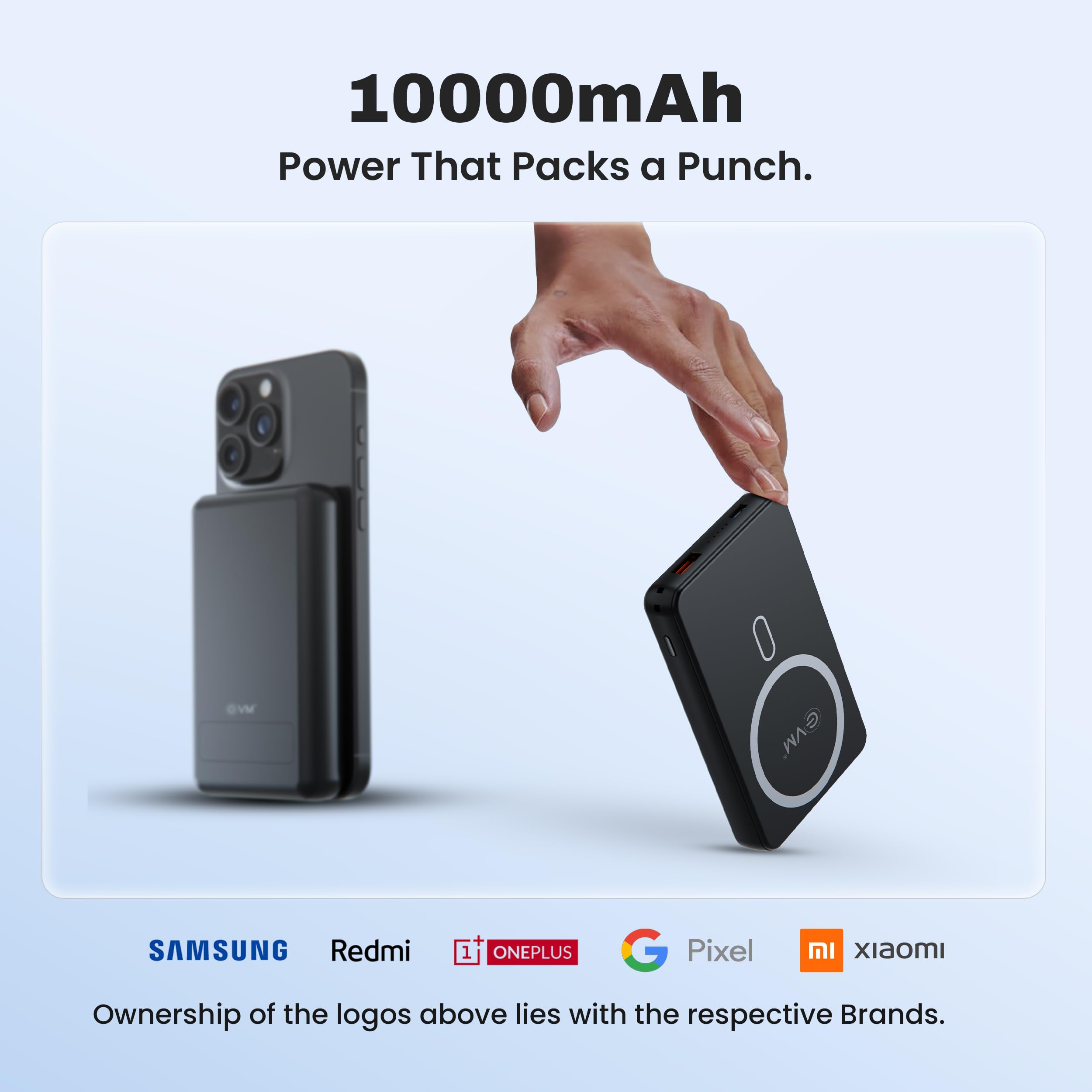 EVM EnMag Ace 10000mAh Power Bank |15W Wireless Charging, 22.5W Fast Charging | Magnetic Compatible for iPhone, Android Mobiles & Other Devices|2 Year Warranty (EVM P0301-Black) — Amazon image 7