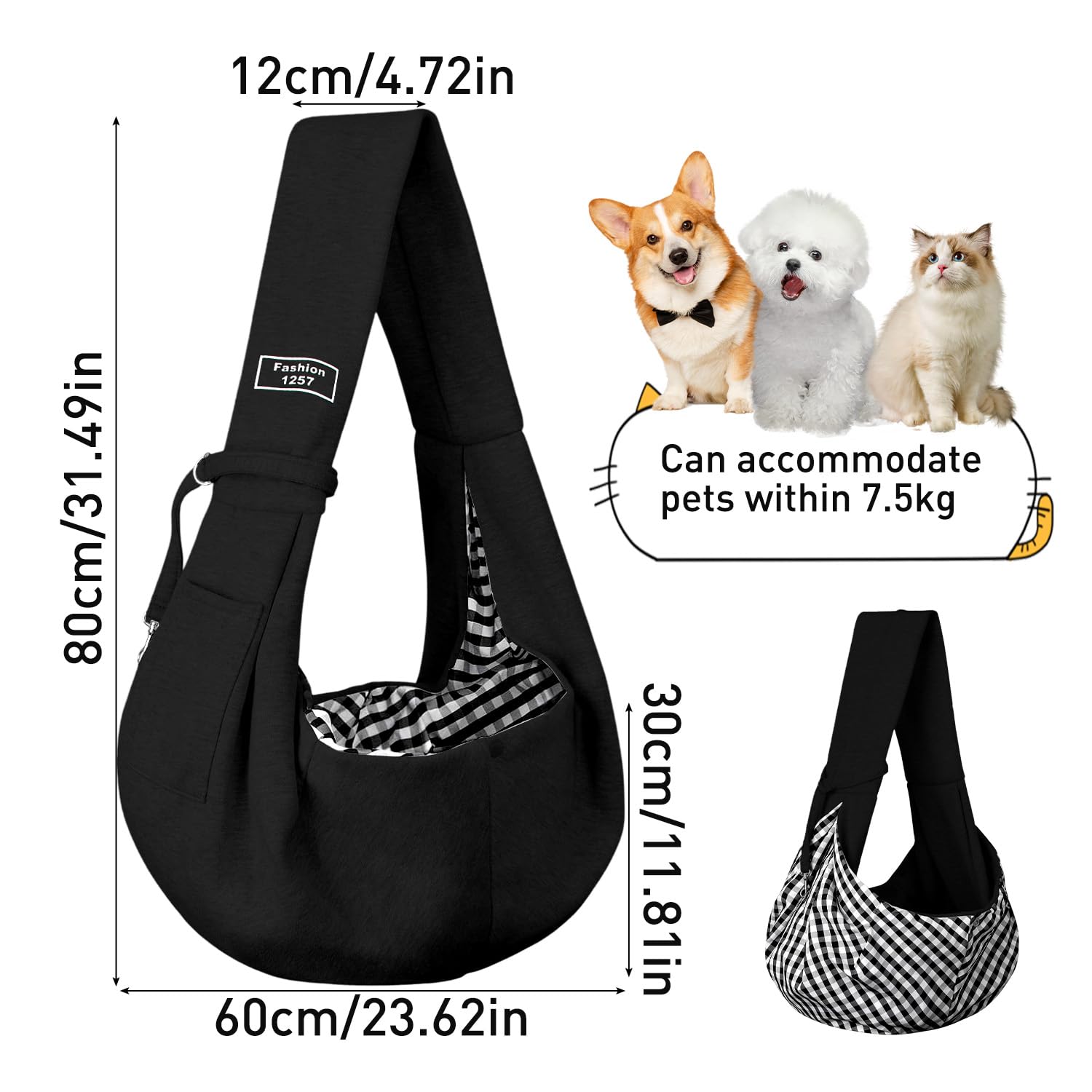 DBALL Bolso Perro Pequeño y Gato Bolso para Perros Pequeños 16.5lb Un Hombro Negro Mochila Perro Pequeño para Uso en Exteriores para Perros y Gatos Pequeños