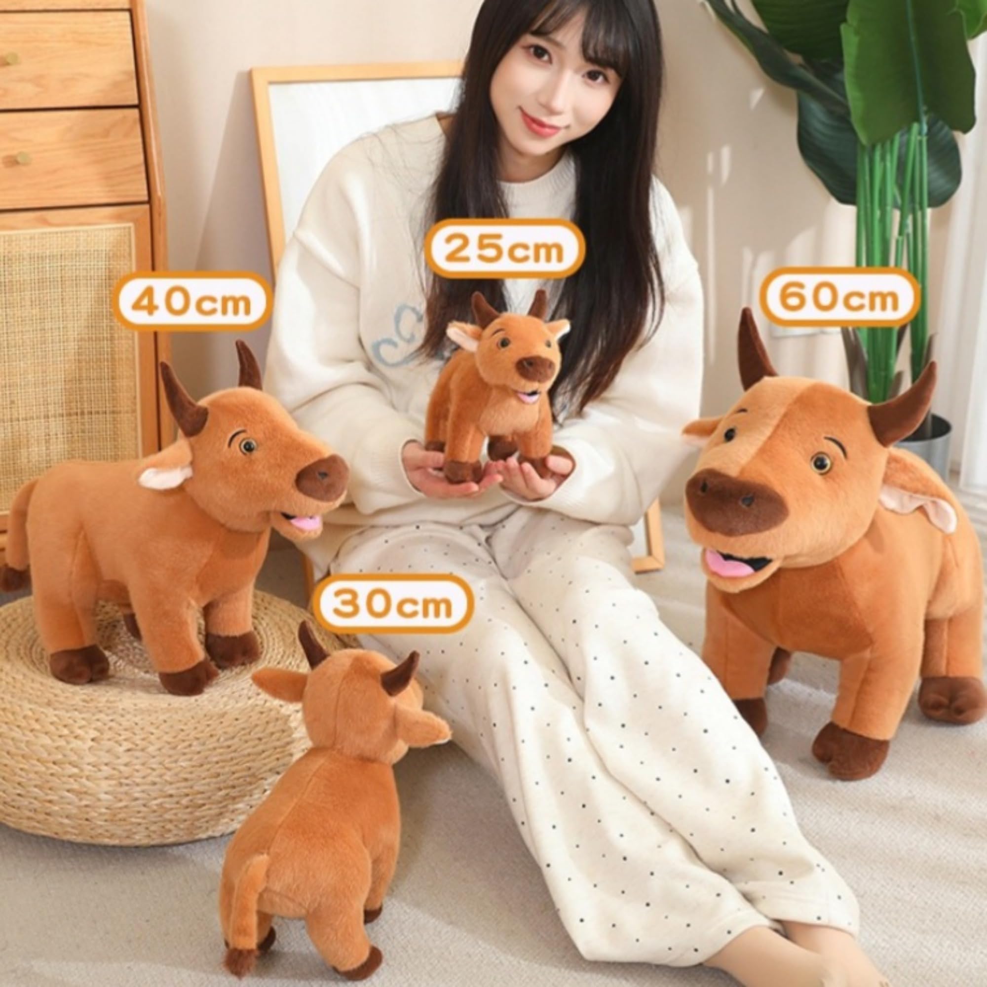 Kuh Kuscheltier, Simuliertes Kuh Plüschtier, Kuh Spielzeug, Kuh Deko, Stuffed Animals zum Spielen, Sammeln & Kuscheln für Jungen Mädchen (60CM)