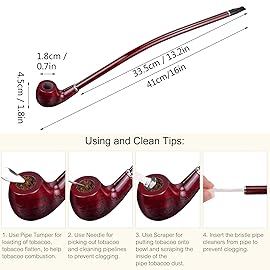 Hysagtek 16 Long Churchwarden Tobacco Pipe Wooden Long Stem Smoking Pipe with Gift Box, Pattern Random