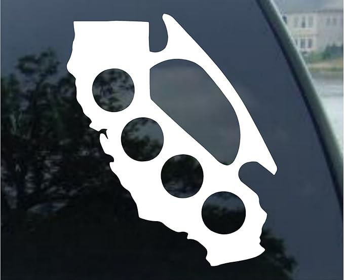 CALIFORNIA BRASS KNUCKLES Vinyl Decal Sticker 6" WHITE