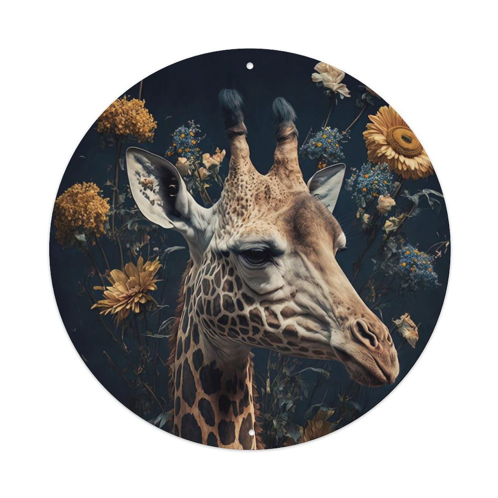 Animal Artwork Giraffe in The Bush Vintage Metal Tin Sign Plaque Wall Decor for Cafe, Club Bar, Office, Garden Metal Poster 8x8Inch