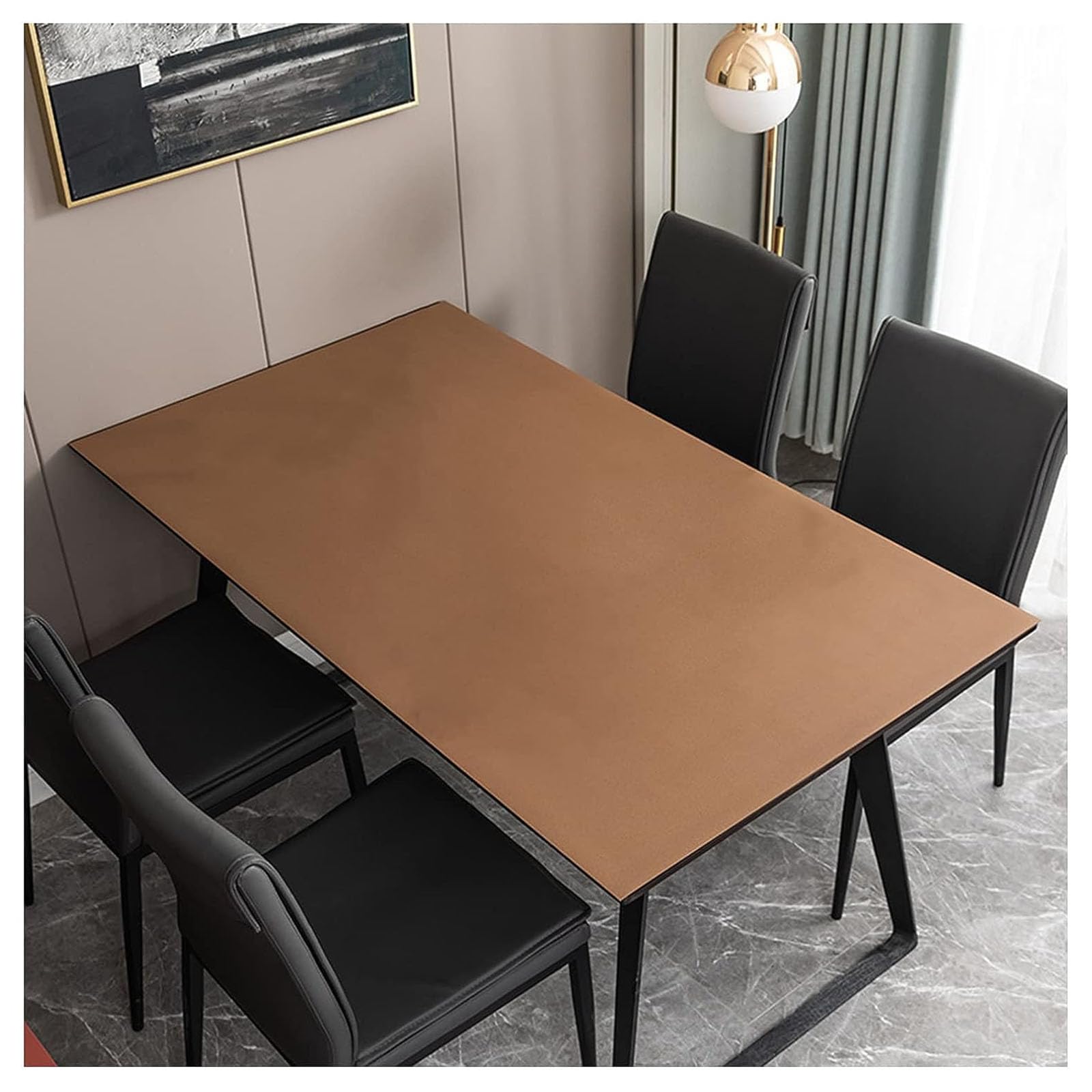 Nappe de table de cuir PU nappe rectangulaire antitaches marron pour cuisine