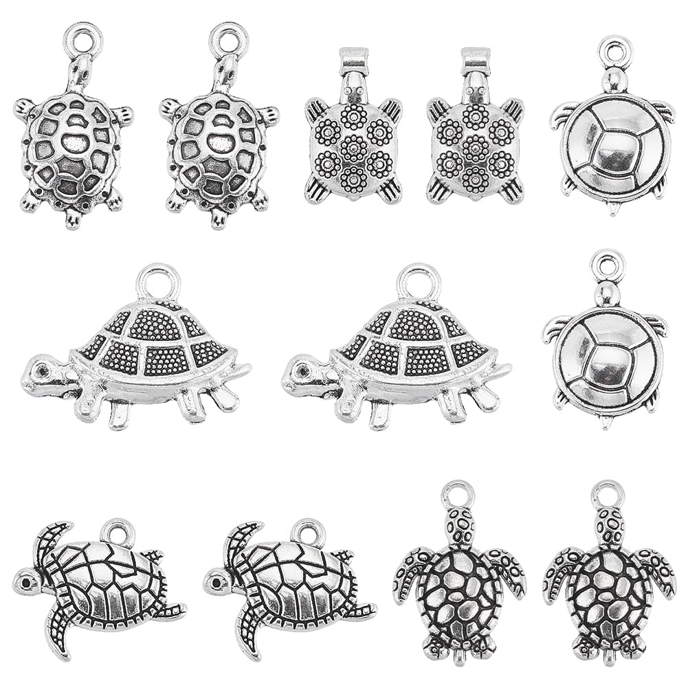 Breloques tortue en alliage antique au fini ciselé pour colliers et bijoux