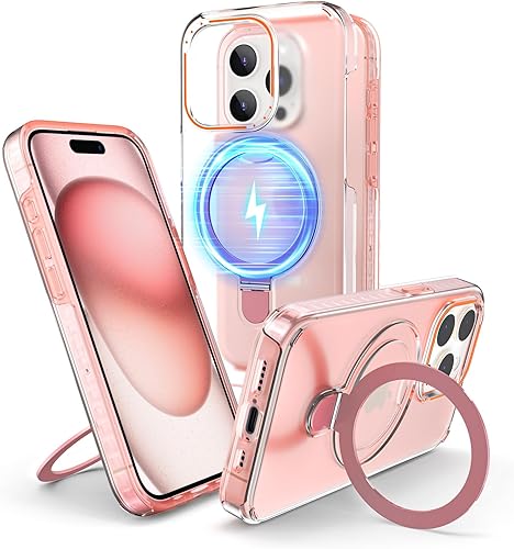 Flodsw Funda para iPhone 15 Pro compatible con MagSafe, funda magnética más fuerte 15 Pro con soporte, protección militar contra caídas PC+TPU funda