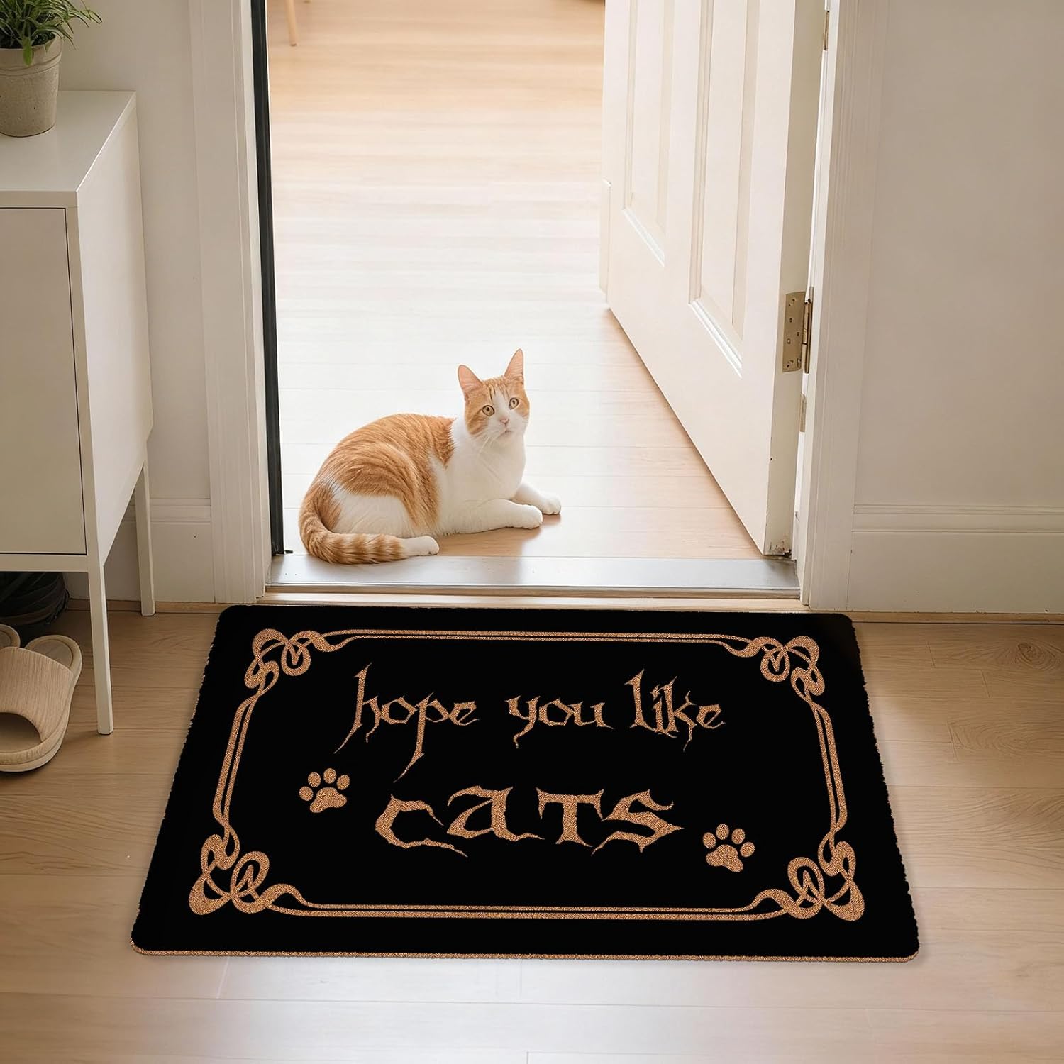 Hope You Like Cats Doormat, Funny Cat Door Mat, Cute Cat Front Door Mat, Coir Door Mats Outdoor Entrance with Non-Slip PVC Backing, Pet Friendly, Home Décor, 30x17 Inch, Black