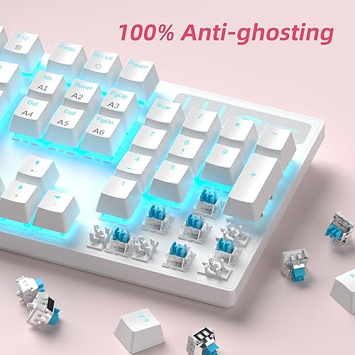 Miniatura 4 de MageGee Teclado Mecánico para Juegos, Teclado USB con Cable con Retroiluminación Ajustable, Nuevos Teclados Mecánicos Storm 100% Anti-ghosting con
