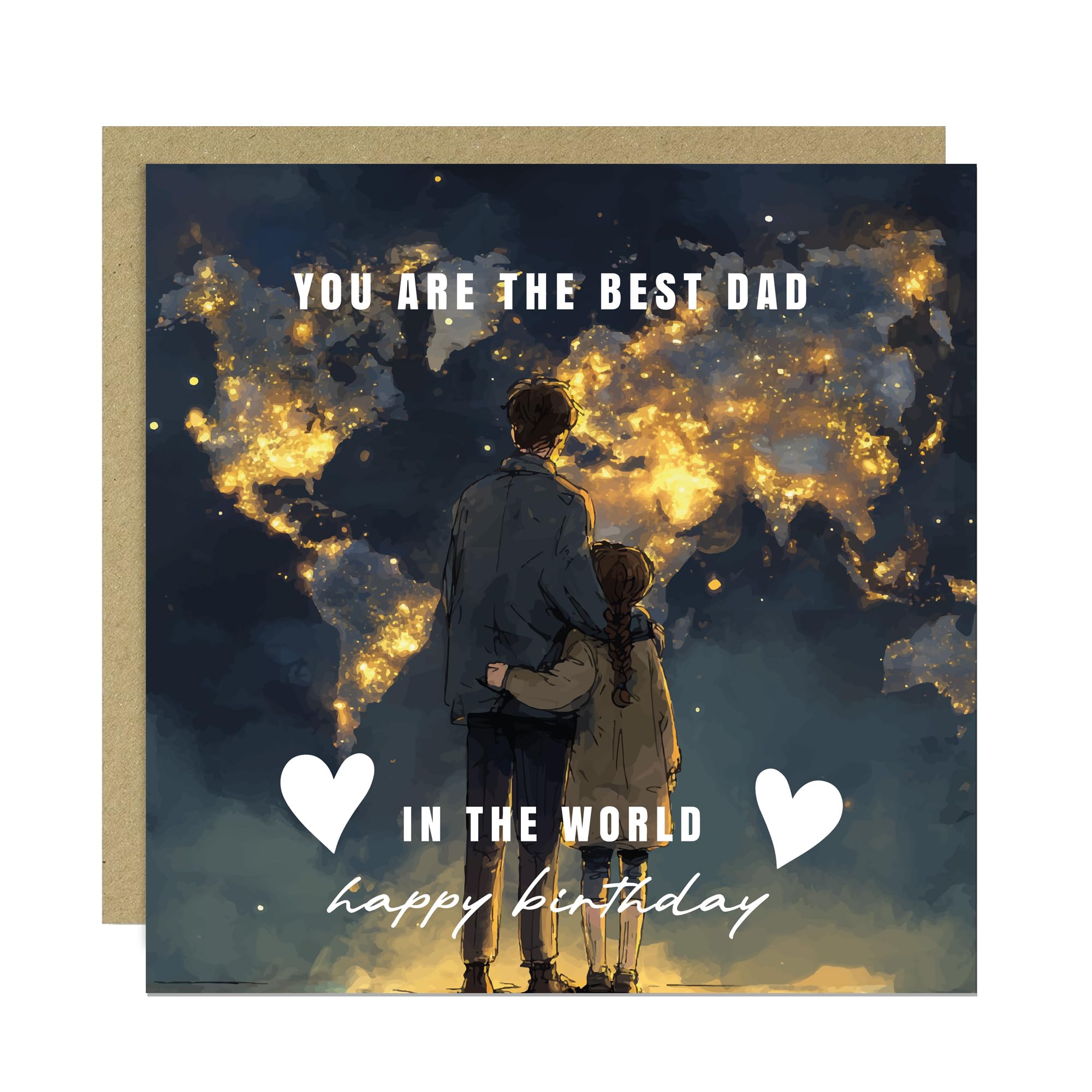 RED OCEAN Dad Card For Birthday You Are The Best Dad In The World Card With Kraft Envelope Thank You Card For Dad From Daughter Son Kids