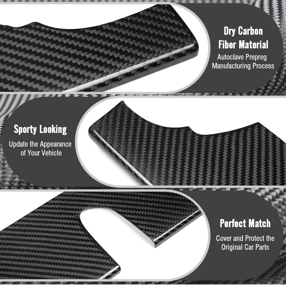 2PCS Real Carbon Fiber Center Console Panel Strips for Lexus LC LC500 LC500h 2018 2019 2020 2021 2022 2023 Dashboard Air Vent Cover Trim (Glossy Carbon)
