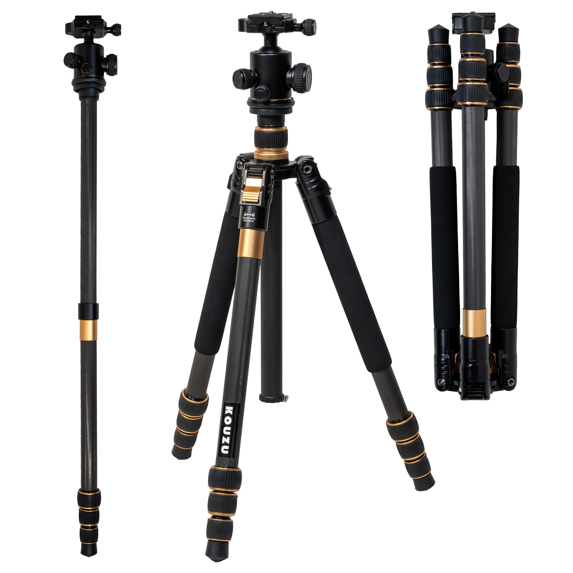 脚径25mm 4段 カメラ用三脚 177cm全高 Amazon | KOUZU 三脚 カーボン カメラ三脚 雲台セット