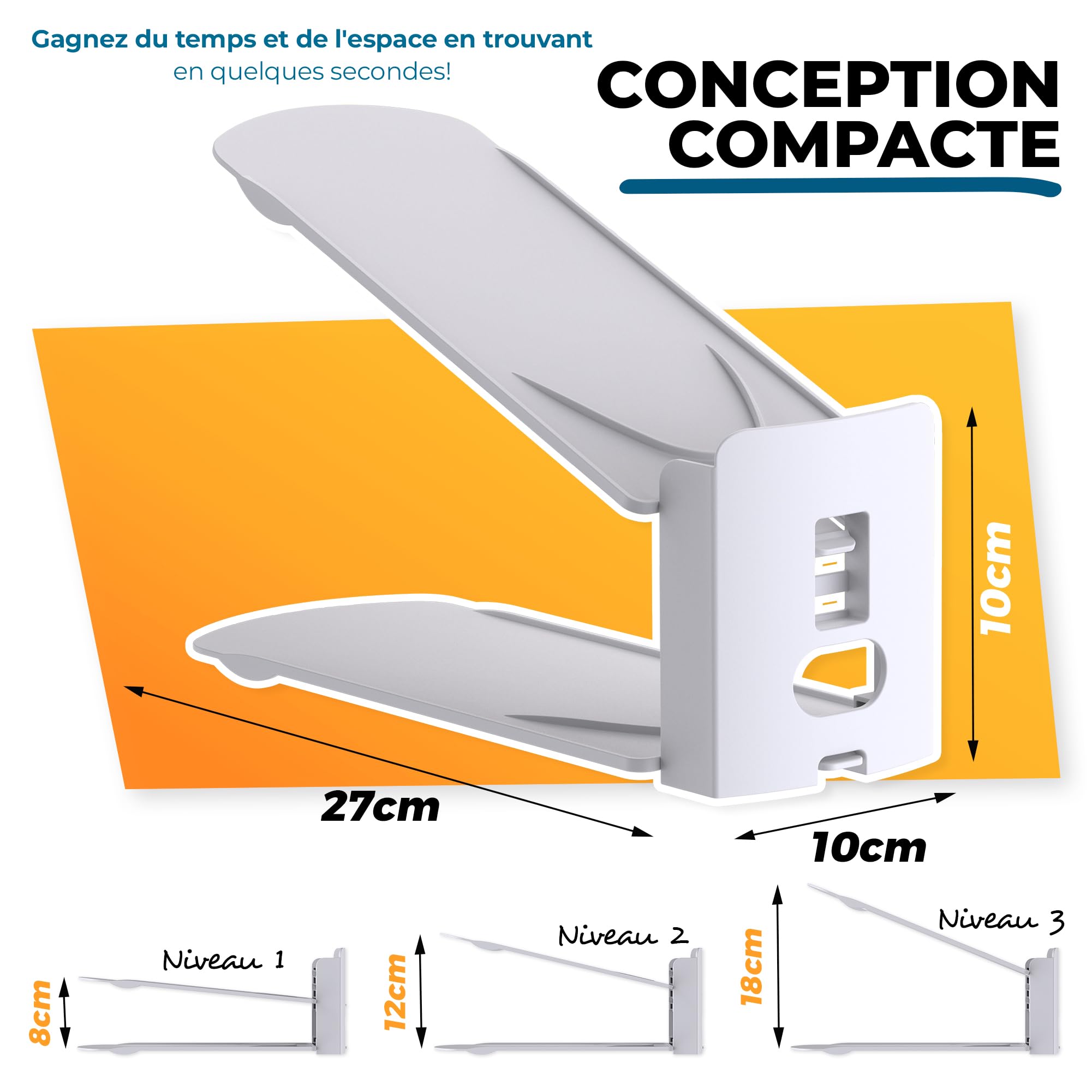 Range Chaussures Gain de Place – Organisateur chaussures double couche réglable | Rangement chaussures placard ou étagère | Support chaussures empilable (Blanc,24)