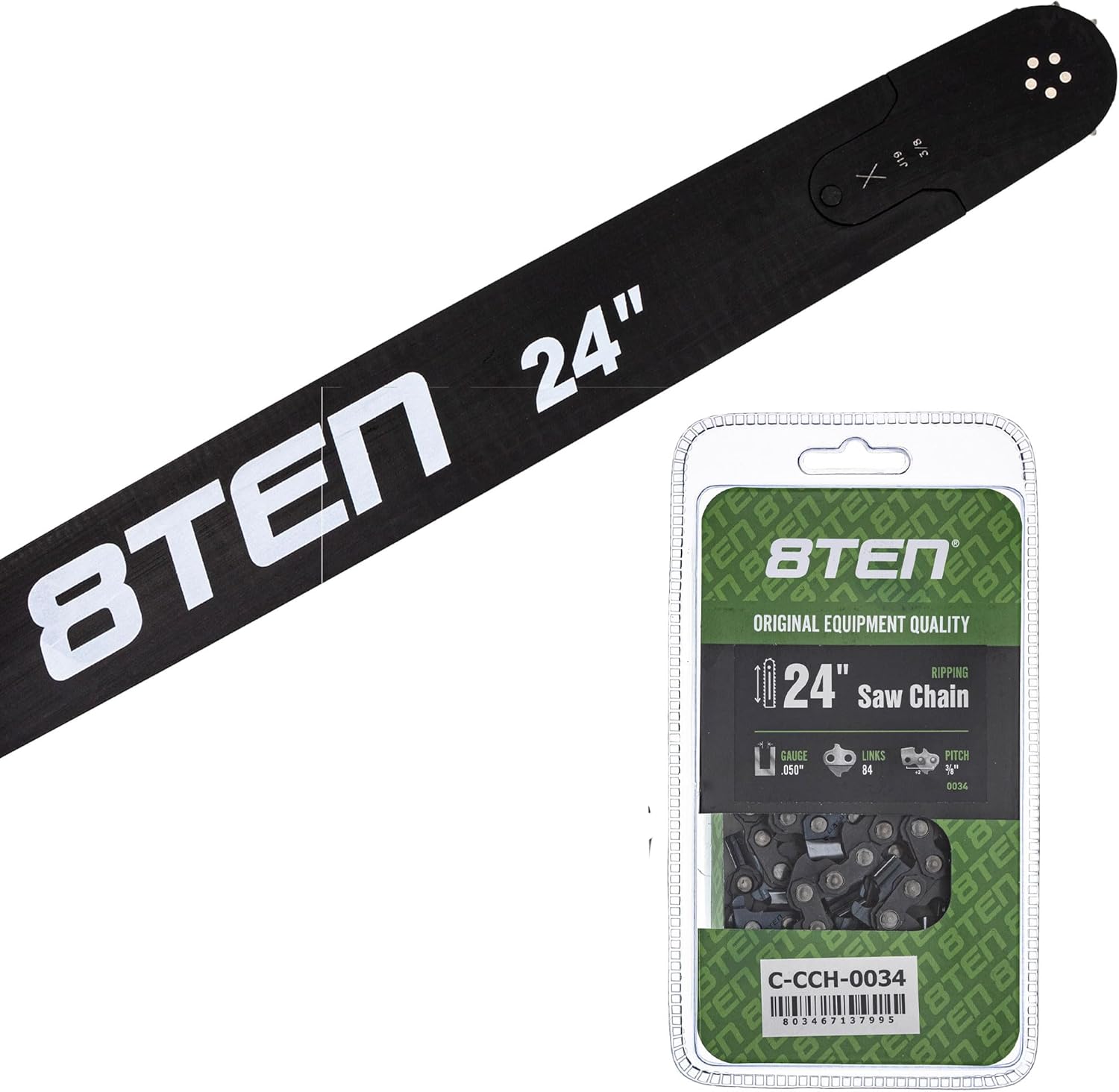 8TEN 24" Chainsaw Guide Bar & Chain .050 3/8 84DL for DCS6401 Dolmar Efco Husqvarna 431060013 PS-6400