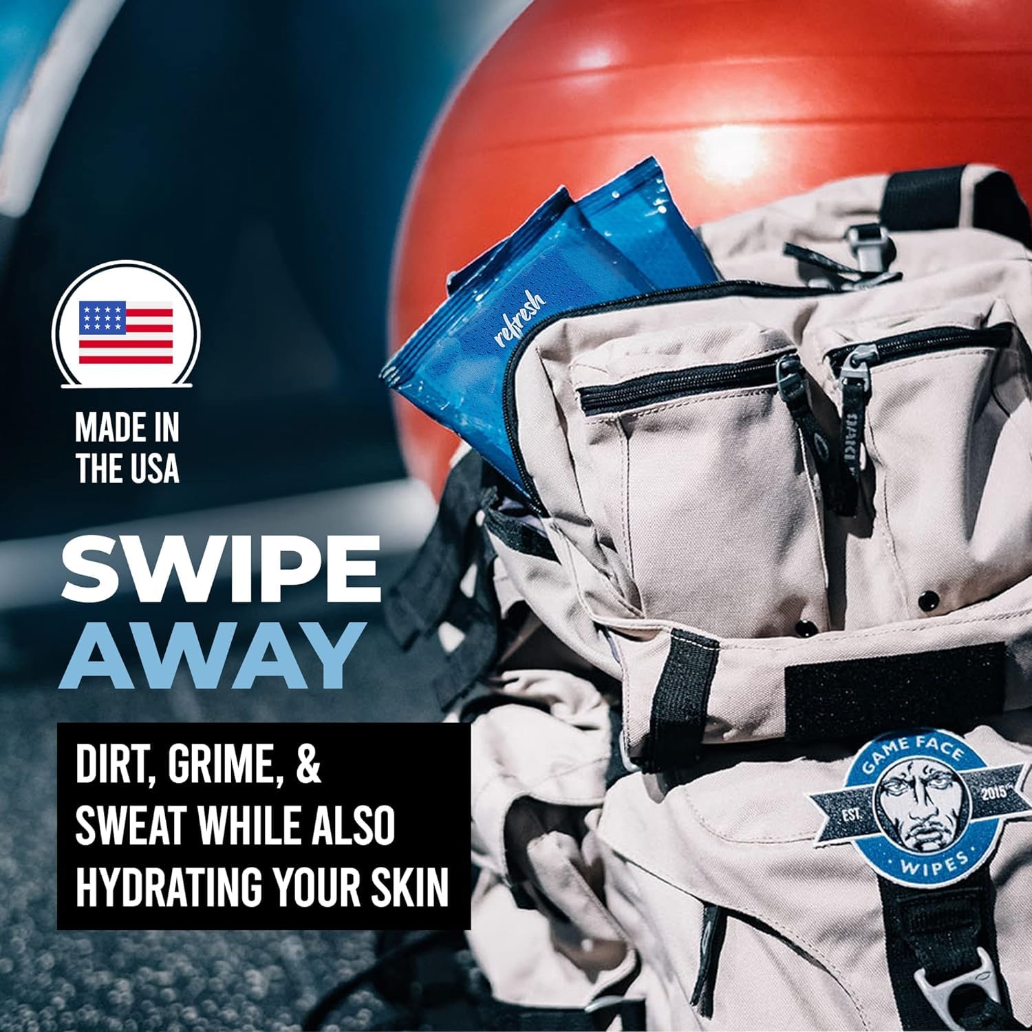 Game Face Grooming Cleansing Wipes - 25 Hydrating Facial Wipes (6 Pack) | On-The-Go, Lightly Scented, Rejuvenating, Eradicates Sweat | Perfect for Athletic, Sport, Travel, Camping, Festivals, Any Need