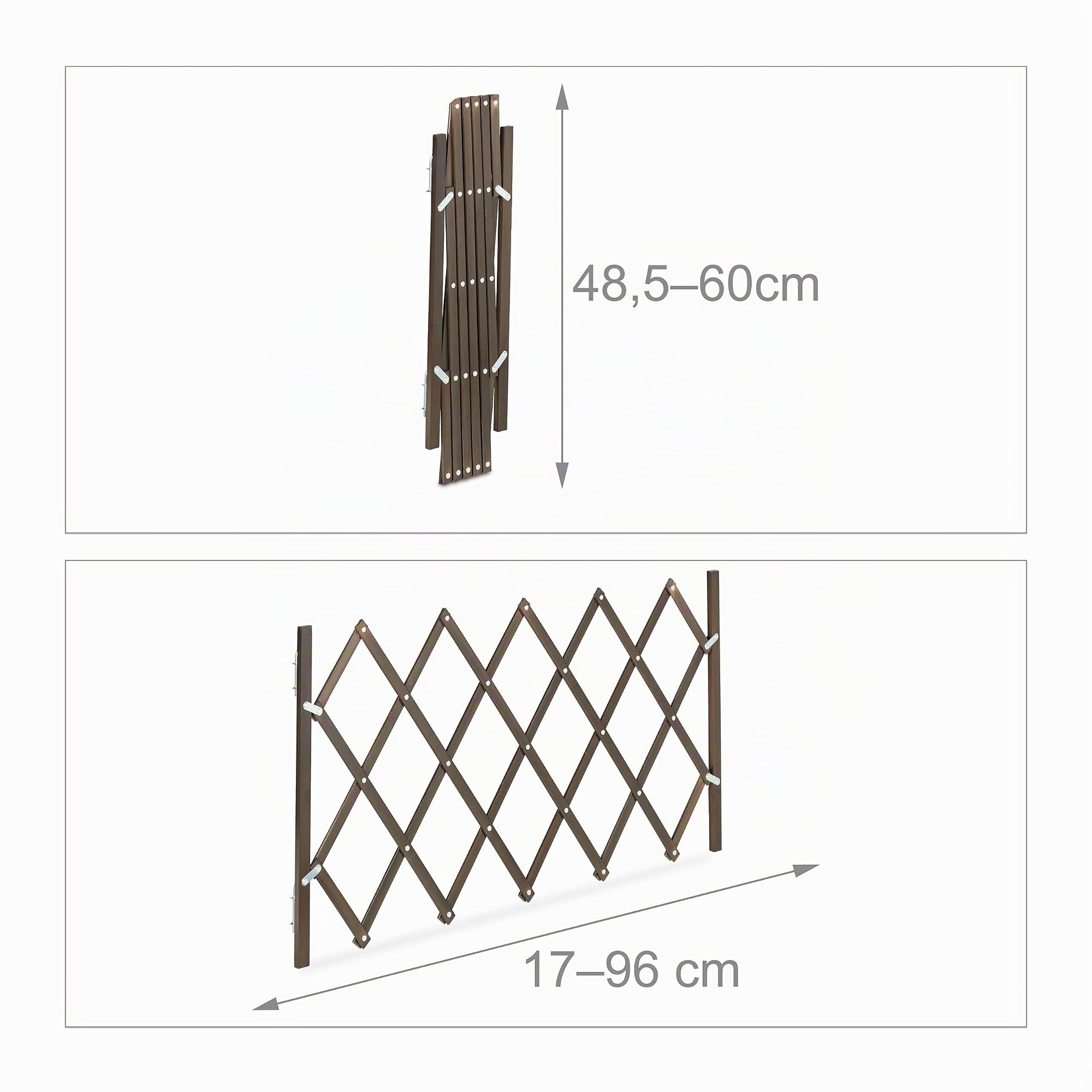 Relaxdays Barrière de sécurité Extensible Jusqu’à 96 cm, Chiens, 48,5-60 cm de Haut, Bambou, escaliers & Porte, Marron