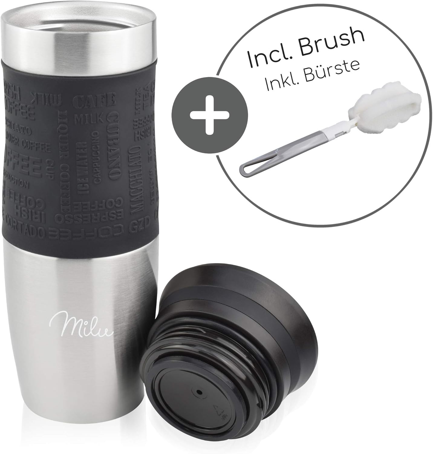 Milu Travel Mug 370ml 450ml, Insulated Coffee Cup to go, 100% Leak Proof, Stainless Steel Drinking Mug - Image 4