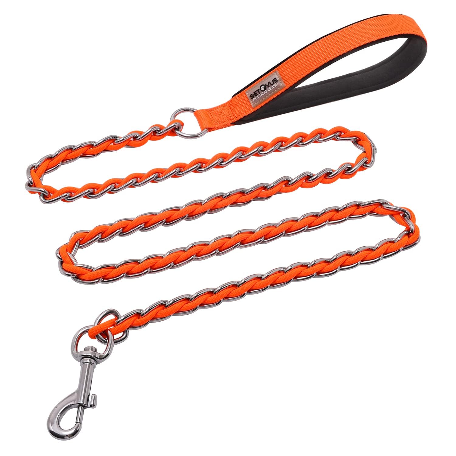 S-ETOVUS Dog Leash Chain Leash for Large Dog (Orange, 5FT) — image 1