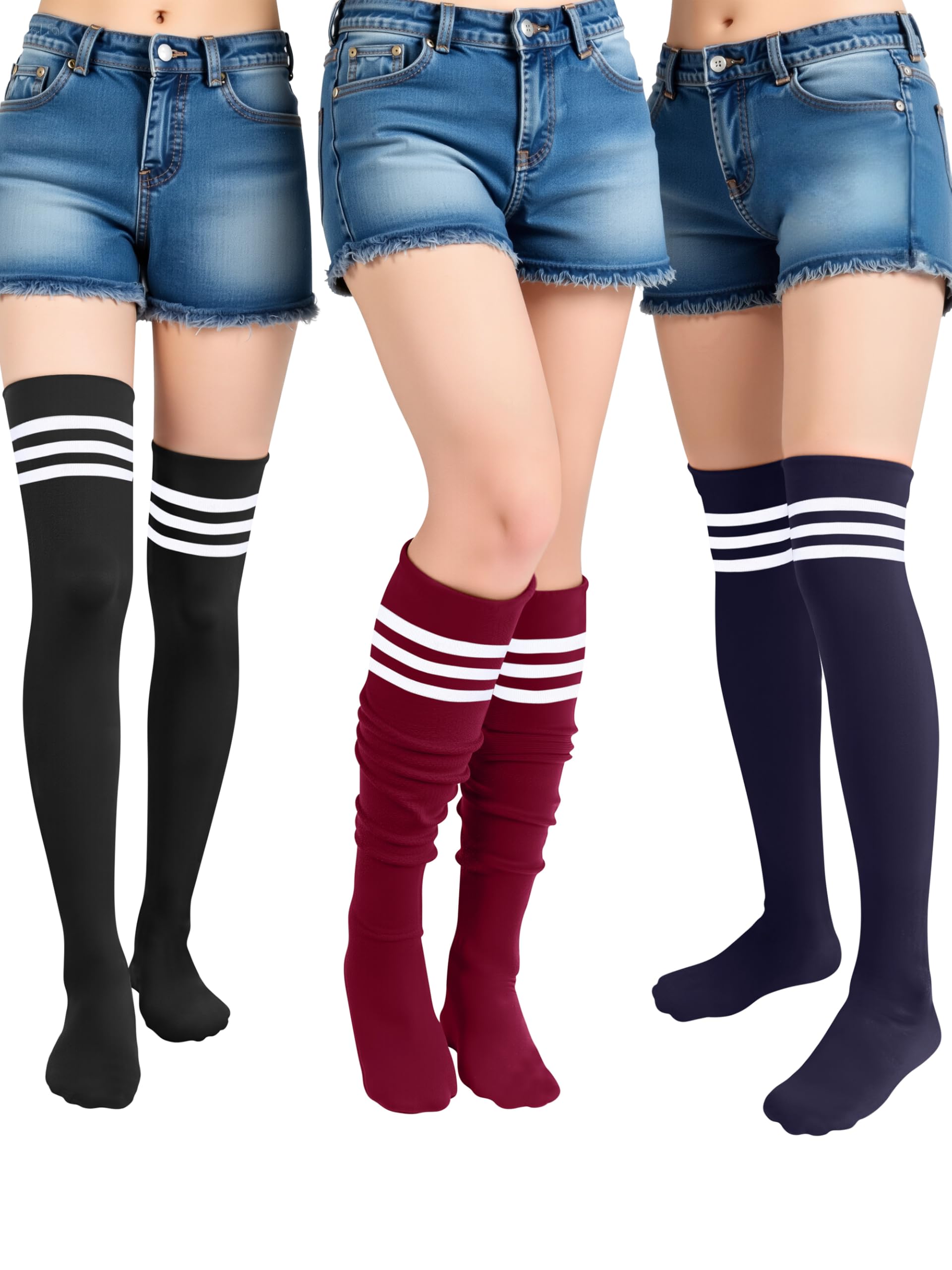 Apoway 6 Pairs Plus Size Thigh High Socks Warm Thigh High Stockings Over the Knee Socks for Women, L-XXL