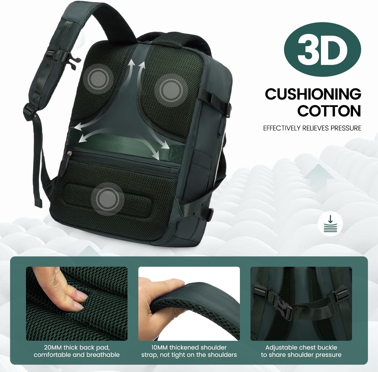 LOVEVOOK Travel Backpack for Women, 40L Carry On Backpack with 3 Packing Cubes,TSA Personal Item Travel Bag Airline Approved, Water Resistant Weekender Overnight Luggage Daypack, Fits 17 Inch Laptop - Image 3