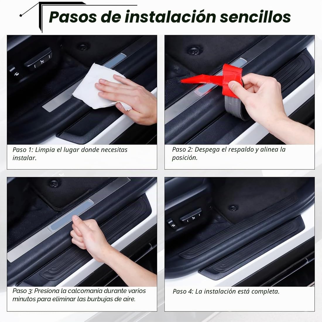 4 Piezas Protectores Umbral Puerta Coche,Protector de Alféizar de Puerta Coche,AntiarañAzos Puerta Estribos Coche,Protección Universal para el umbral de la Puerta del Coche (Negro)
