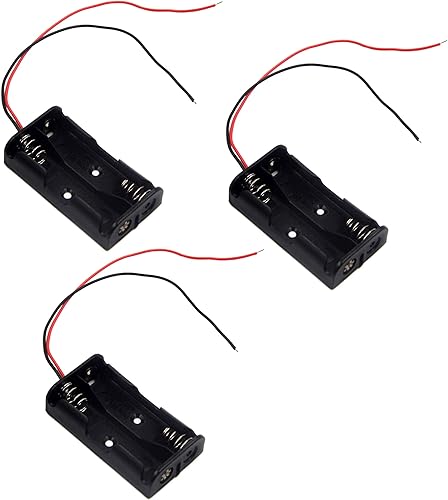 LampVPath Paquete de 3 2 soportes de batería AA con cables, 2 soportes de batería AA con cables