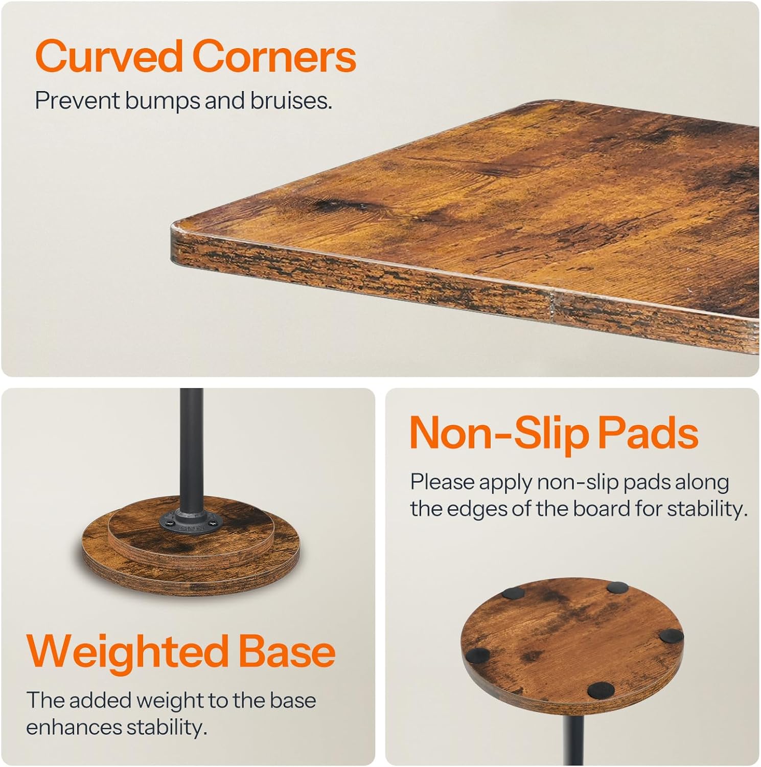 HOOBRO Drink Table, Small Square Side Table, Coffee Martini Table with Pedestal, Accent Nightstand for Small Spaces in Living Room, Bedroom, Sofa Couch, Corner, Rustic Brown BF171BZ01