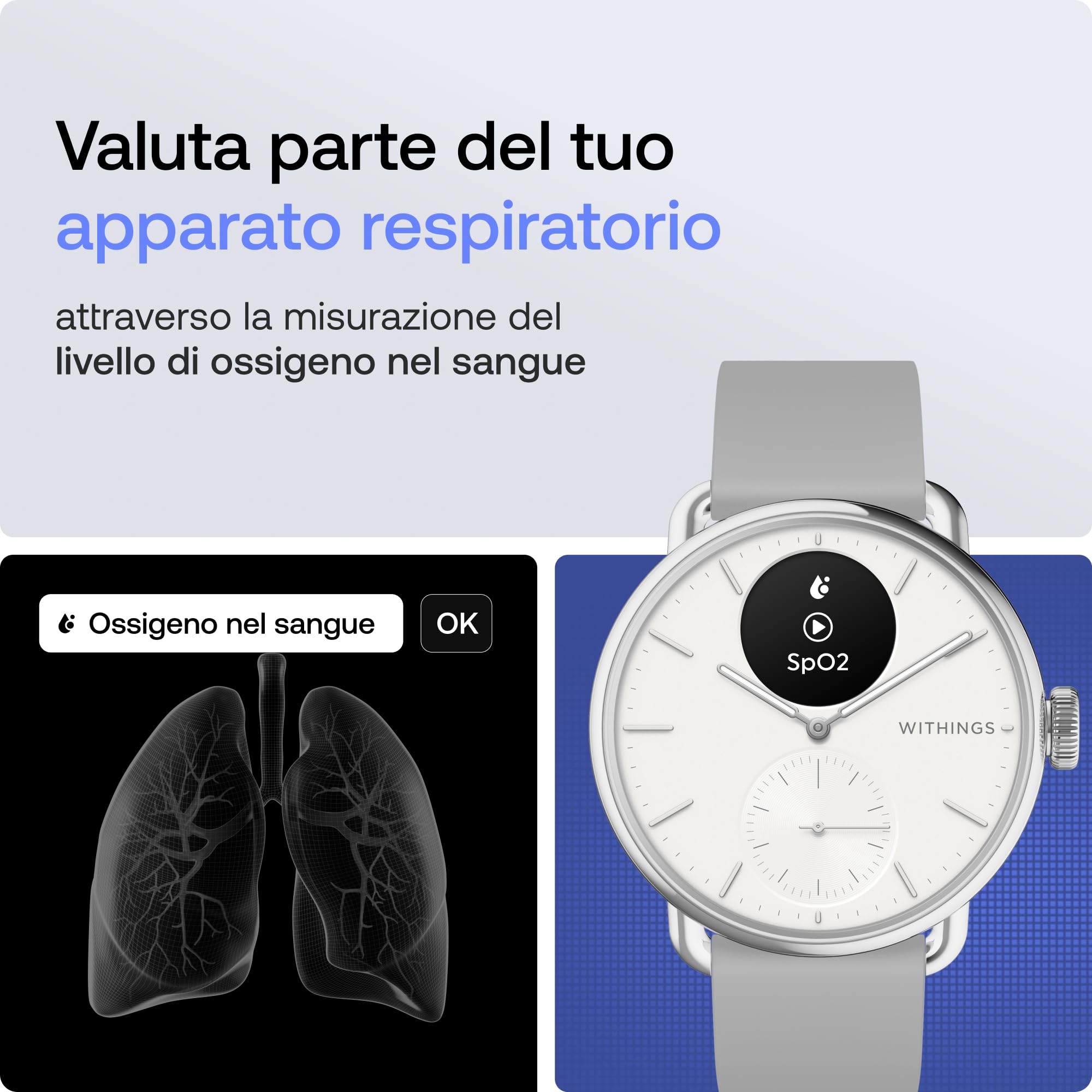 WITHINGS ScanWatch 2, Smartwatch ibrido per la salute del cuore per uomini e donne - ECG, SpO2, monitoraggio temperatura, sonno, salute respiratoria, ciclo, batteria 30 giorni, per iOS e Android…