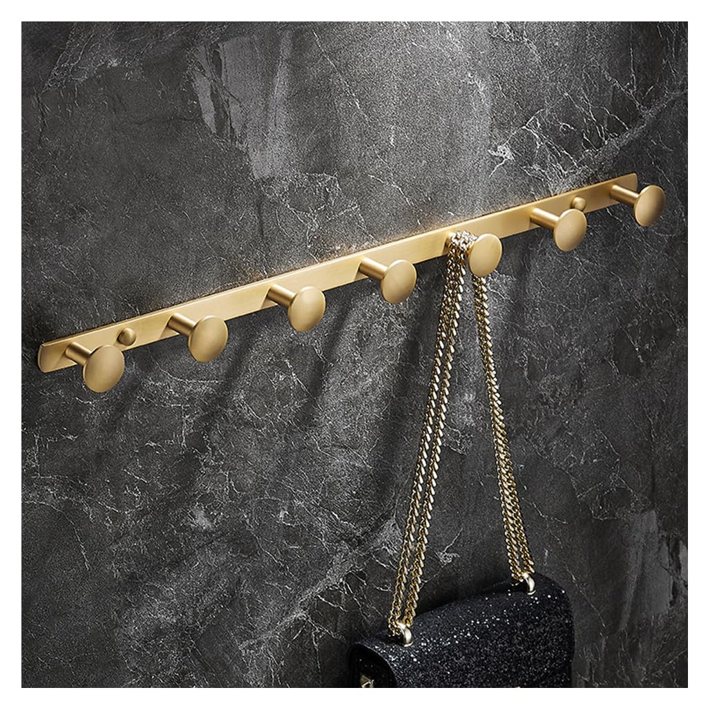 Zhouxiao Gold Brass Coat Rack Wall Mounted With Hooks, Modern Heavy Duty Coat Hook Rail, Robe And Towel Hooks Rack For Bathroom, Entryway, Mudroom, Hats 6Hook
